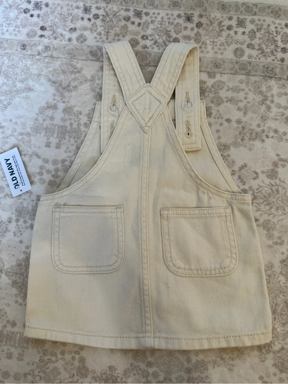 NWT Old Navy Cream Daisy Embroidered Overall Dress for Baby Girl